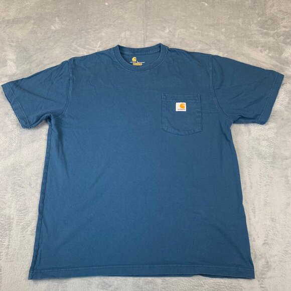 Carhartt Men’s T-Shirt Blue K87 Size Large Regular Original Fit Pocket Logo - Picture 1 of 6
